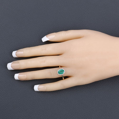 1.34 Carat Genuine Zambian Emerald and White Diamond 10K Yellow Gold Ring by Bids.com