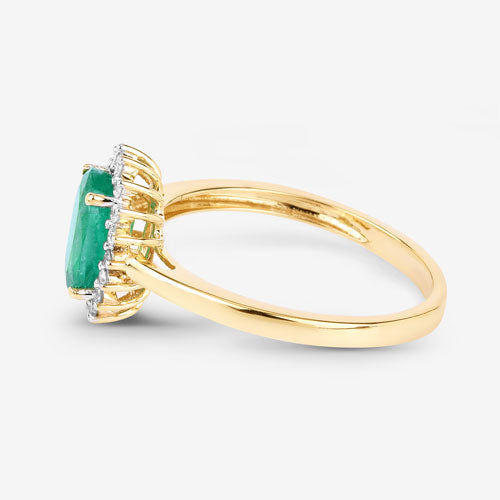 1.34 Carat Genuine Zambian Emerald and White Diamond 10K Yellow Gold Ring by Bids.com