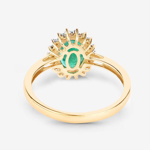 1.34 Carat Genuine Zambian Emerald and White Diamond 10K Yellow Gold Ring by Bids.com