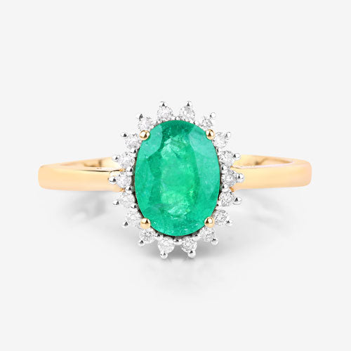 1.34 Carat Genuine Zambian Emerald and White Diamond 10K Yellow Gold Ring by Bids.com