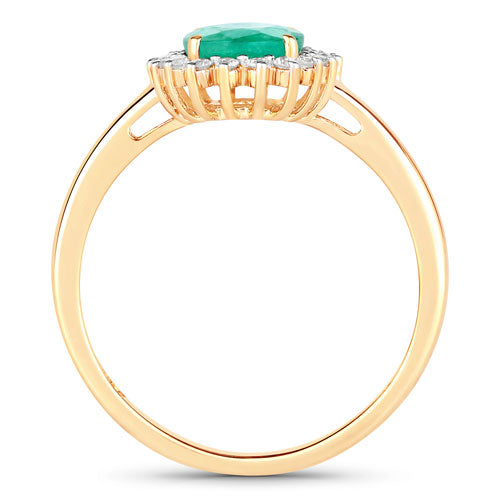 1.34 Carat Genuine Zambian Emerald and White Diamond 10K Yellow Gold Ring by Bids.com