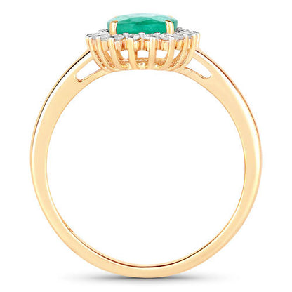 1.34 Carat Genuine Zambian Emerald and White Diamond 10K Yellow Gold Ring by Bids.com