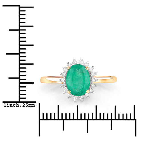 1.34 Carat Genuine Zambian Emerald and White Diamond 10K Yellow Gold Ring by Bids.com