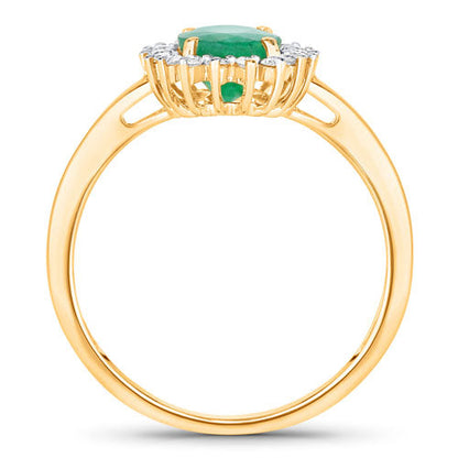 1.34 Carat Genuine Zambian Emerald and White Diamond 14K Yellow Gold Ring by Bids.com