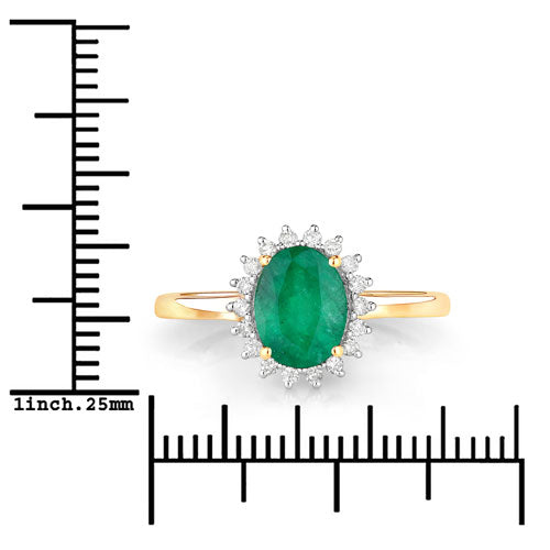 1.34 Carat Genuine Zambian Emerald and White Diamond 14K Yellow Gold Ring by Bids.com
