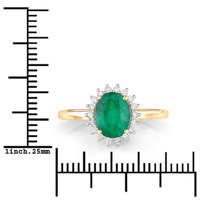 1.34 Carat Genuine Zambian Emerald and White Diamond 14K Yellow Gold Ring by Bids.com