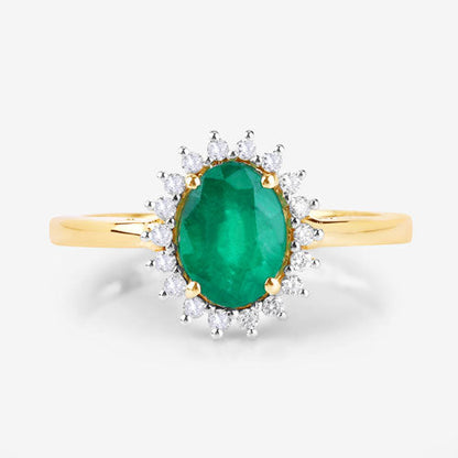 1.34 Carat Genuine Zambian Emerald and White Diamond 14K Yellow Gold Ring by Bids.com