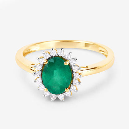 1.34 Carat Genuine Zambian Emerald and White Diamond 14K Yellow Gold Ring by Bids.com