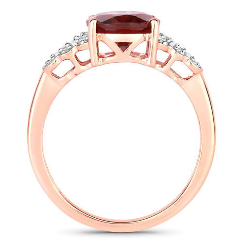 2.87 Carat Genuine Rhodolite and White Diamond 14K Rose Gold Ring by Bids.com