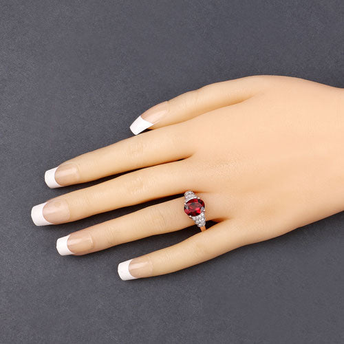 2.87 Carat Genuine Rhodolite and White Diamond 14K Rose Gold Ring by Bids.com