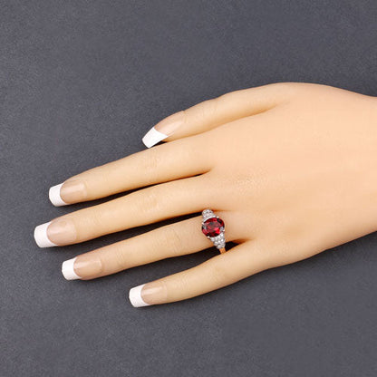 2.87 Carat Genuine Rhodolite and White Diamond 14K Rose Gold Ring by Bids.com