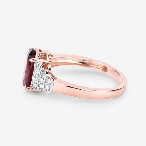2.87 Carat Genuine Rhodolite and White Diamond 14K Rose Gold Ring by Bids.com