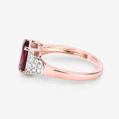 2.87 Carat Genuine Rhodolite and White Diamond 14K Rose Gold Ring by Bids.com