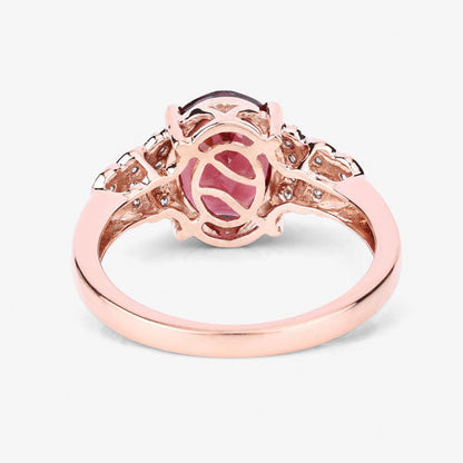 2.87 Carat Genuine Rhodolite and White Diamond 14K Rose Gold Ring by Bids.com