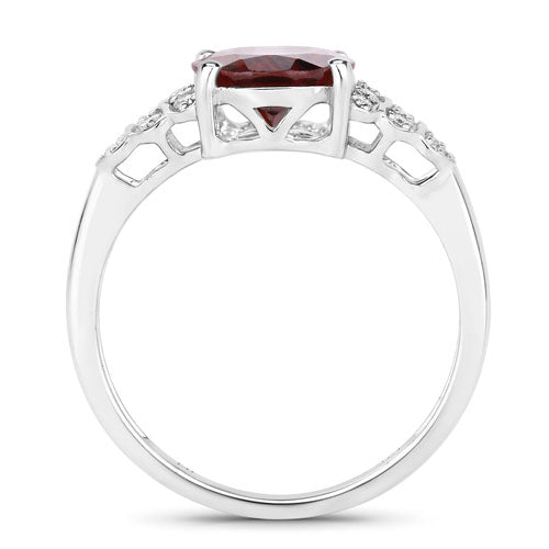 2.87 Carat Genuine Rhodolite and White Diamond 14K White Gold Ring by Bids.com