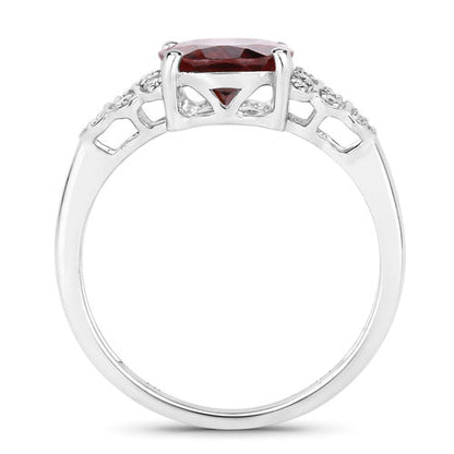 2.87 Carat Genuine Rhodolite and White Diamond 14K White Gold Ring by Bids.com