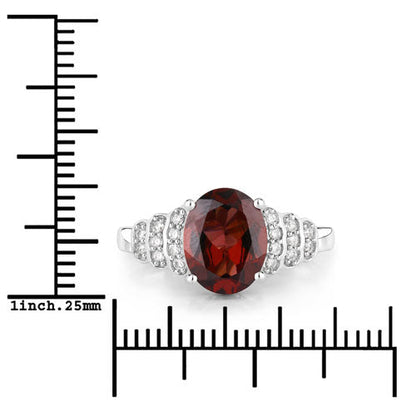 2.87 Carat Genuine Rhodolite and White Diamond 14K White Gold Ring by Bids.com