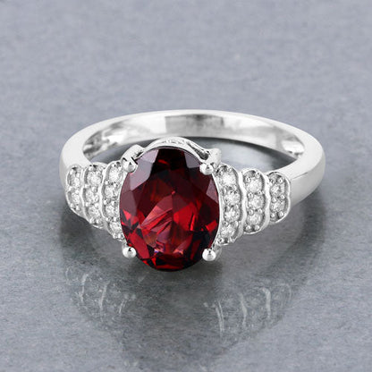 2.87 Carat Genuine Rhodolite and White Diamond 14K White Gold Ring by Bids.com