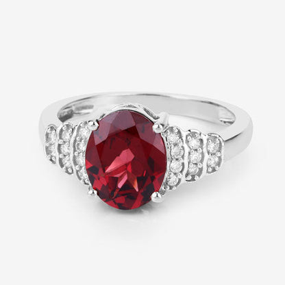 2.87 Carat Genuine Rhodolite and White Diamond 14K White Gold Ring by Bids.com