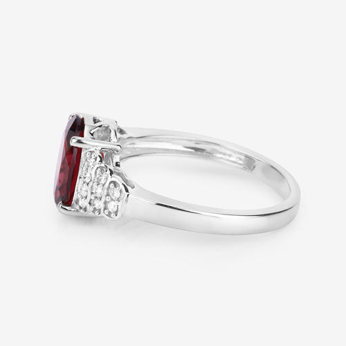 2.87 Carat Genuine Rhodolite and White Diamond 14K White Gold Ring by Bids.com