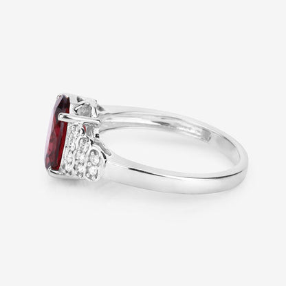 2.87 Carat Genuine Rhodolite and White Diamond 14K White Gold Ring by Bids.com