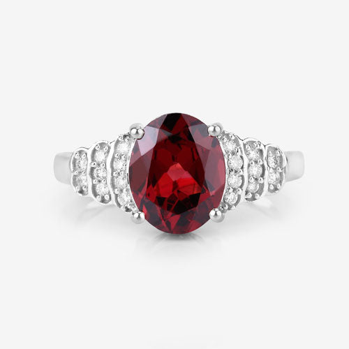 2.87 Carat Genuine Rhodolite and White Diamond 14K White Gold Ring by Bids.com