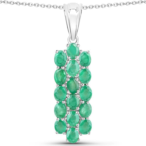 7.80 Carat Genuine Zambian Emerald .925 Sterling Silver 3 Piece Jewelry Set (Ring, Earrings, and Pendant w/ Chain) by Bids.com