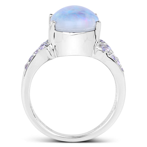 4.12 Carat Genuine Triplet Opal and Tanzanite .925 Sterling Silver Ring by Bids.com