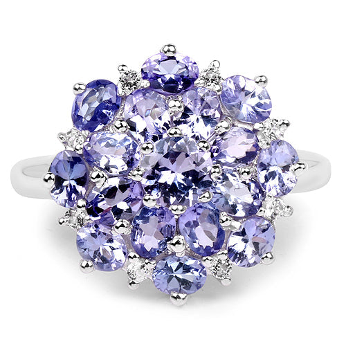 3.37 Carat Genuine Tanzanite and White Topaz .925 Sterling Silver Ring by Bids.com