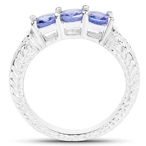 1.11 Carat Genuine Tanzanite .925 Sterling Silver Ring by Bids.com