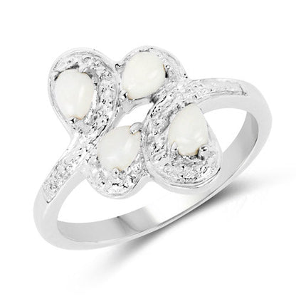 0.60 Carat Genuine Opal .925 Sterling Silver Ring  DestGlow