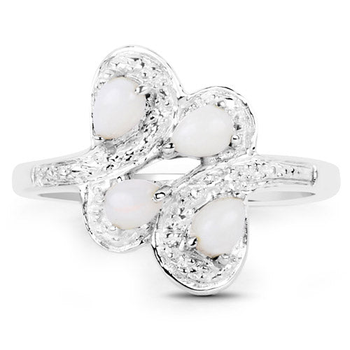 0.60 Carat Genuine Opal .925 Sterling Silver Ring  DestGlow