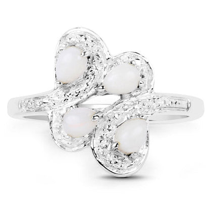 0.60 Carat Genuine Opal .925 Sterling Silver Ring  DestGlow