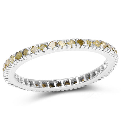 0.57 Carat Genuine Yellow Diamond .925 Sterling Silver Ring by Bids.com