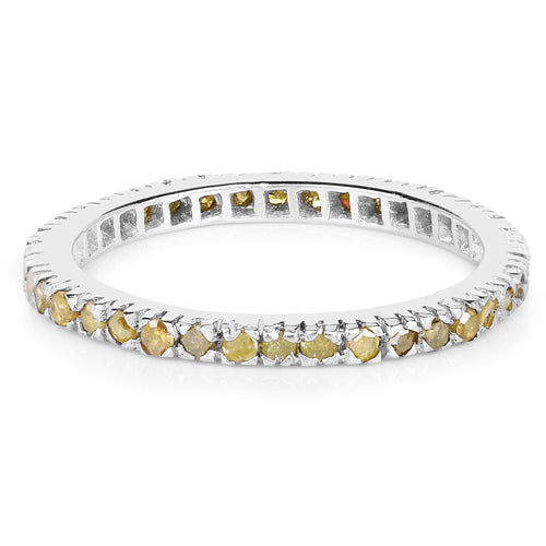 0.57 Carat Genuine Yellow Diamond .925 Sterling Silver Ring by Bids.com