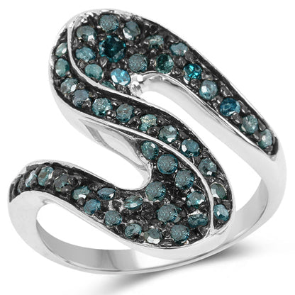 0.76 Carat Genuine Blue Diamond .925 Sterling Silver Ring by Bids.com