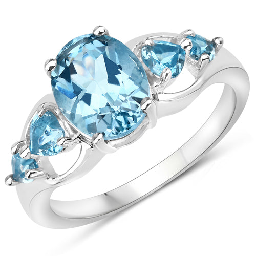 3.37 Carat Genuine Swiss Blue Topaz .925 Sterling Silver Ring by Bids.com
