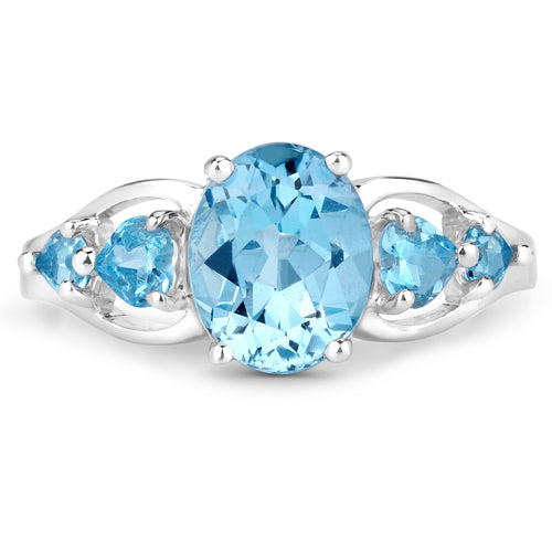3.37 Carat Genuine Swiss Blue Topaz .925 Sterling Silver Ring by Bids.com