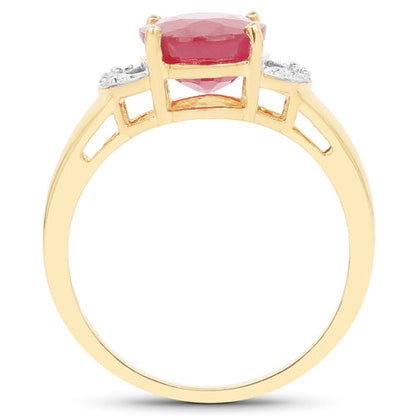 14K Yellow Gold Plated 4.01 Carat Glass Filled Ruby and White Diamond .925 Sterling Silver Ring by Bids.com