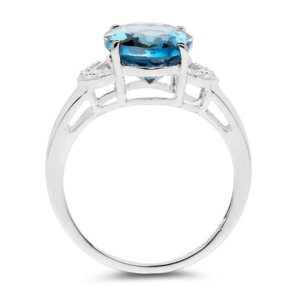 4.26 Carat Genuine London Blue Topaz &amp; White Topaz .925 Sterling Silver Ring by Bids.com