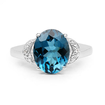 4.26 Carat Genuine London Blue Topaz &amp; White Topaz .925 Sterling Silver Ring by Bids.com