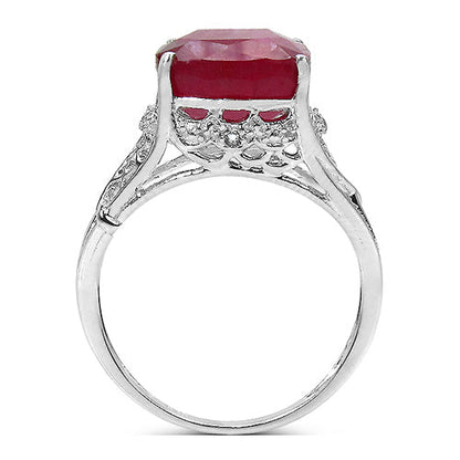 4.20 ct. t.w. Glass Filled Ruby and White Topaz Ring in Sterling Silver by Bids.com
