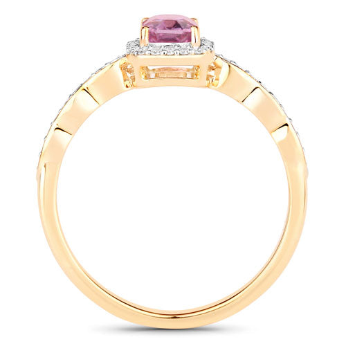 0.80 Carat Genuine Pink Sapphire and White Diamond 14K Yellow Gold Ring by Bids.com