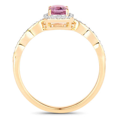 0.80 Carat Genuine Pink Sapphire and White Diamond 14K Yellow Gold Ring by Bids.com
