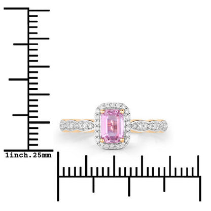 0.80 Carat Genuine Pink Sapphire and White Diamond 14K Yellow Gold Ring by Bids.com