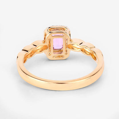 0.80 Carat Genuine Pink Sapphire and White Diamond 14K Yellow Gold Ring by Bids.com