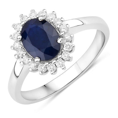 1.73 Carat Genuine Blue Sapphire and White Diamond 14K White Gold Ring by Bids.com