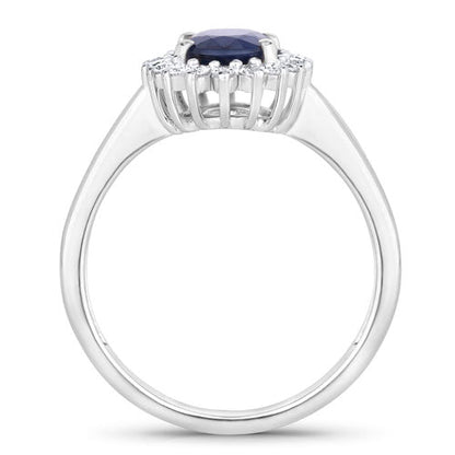 1.73 Carat Genuine Blue Sapphire and White Diamond 14K White Gold Ring by Bids.com