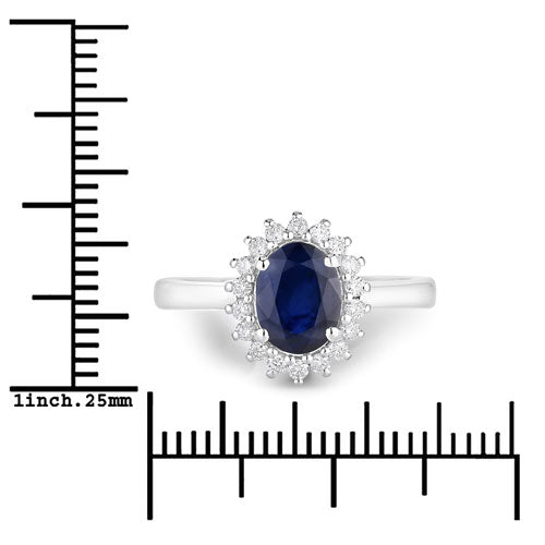 1.73 Carat Genuine Blue Sapphire and White Diamond 14K White Gold Ring by Bids.com