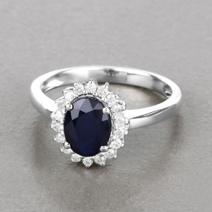 1.73 Carat Genuine Blue Sapphire and White Diamond 14K White Gold Ring by Bids.com